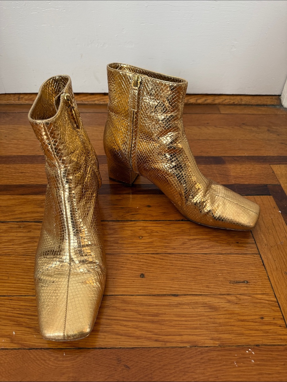 FABULOUS Rupert Sanderson Kiandra Metallic Textured Ankle Boots Bootie - 8.5
